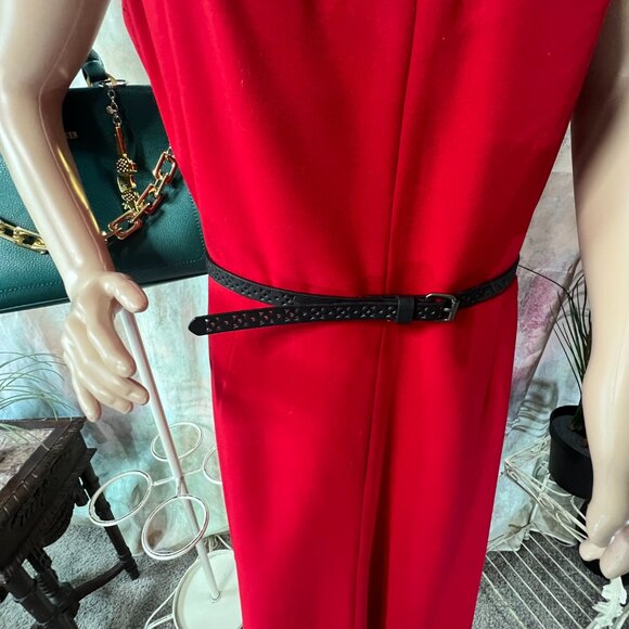 📌Calvin Klein Midi Sleeveless Fitted Dress with Keyhole and Belt - Picture 6 of 15